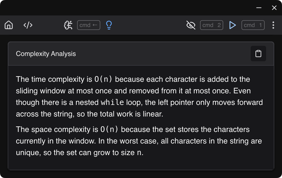Complexity analysis generated by CodingInterviewAI